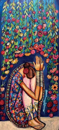 Shazly Khan, When we seek Allah, Allah definitely seeks us, 18 x 42 Inch, Acrylic on Canvas, Figurative Paintings, AC-SZK-166 Shazly Khan, When we seek Allah, Allah definitely seeks us, 18 x 42 Inch, Acrylic on Canvas, Figurative Paintings, AC-SZK-166